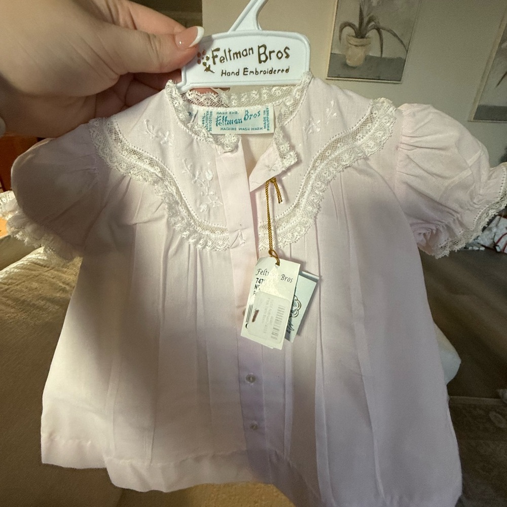 Pink Hand Embroidered Kids Shirt